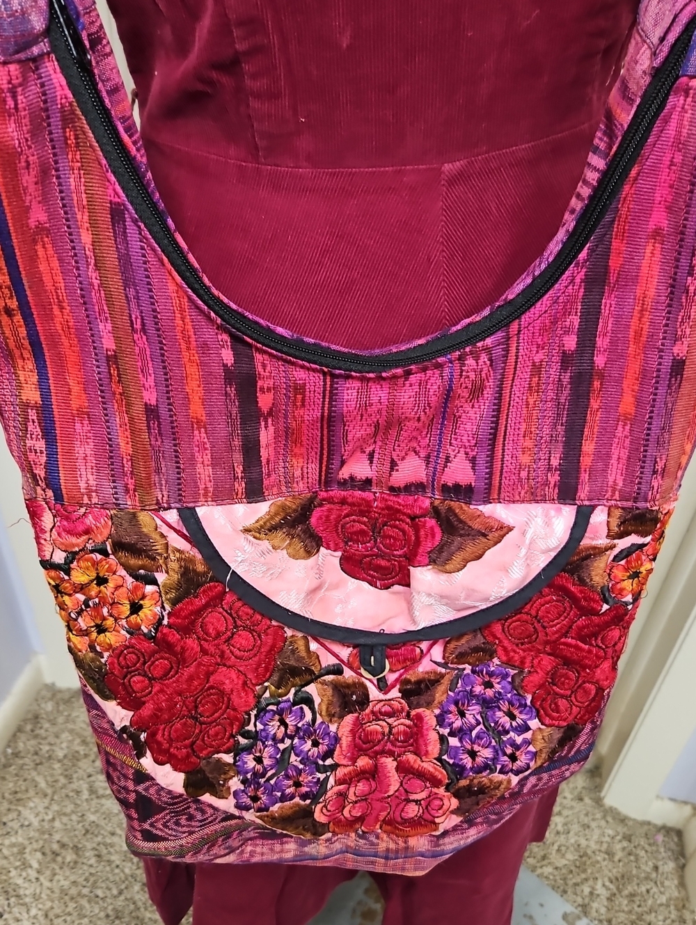 Boho Floral Embroidered Patchwork Crossbody Bag